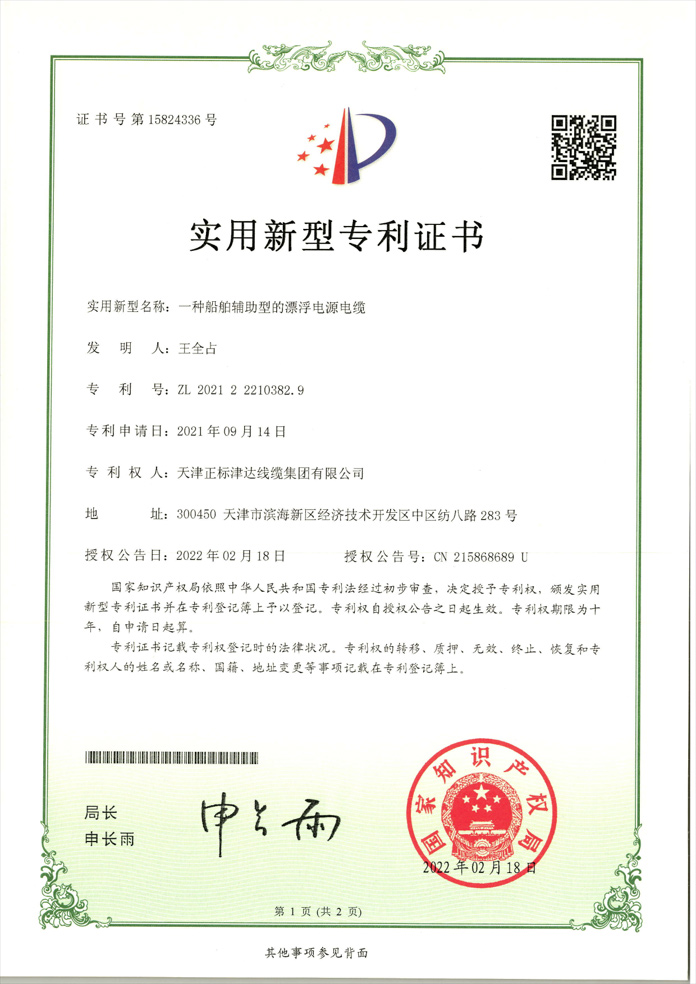 船舶輔助型漂浮電源電纜